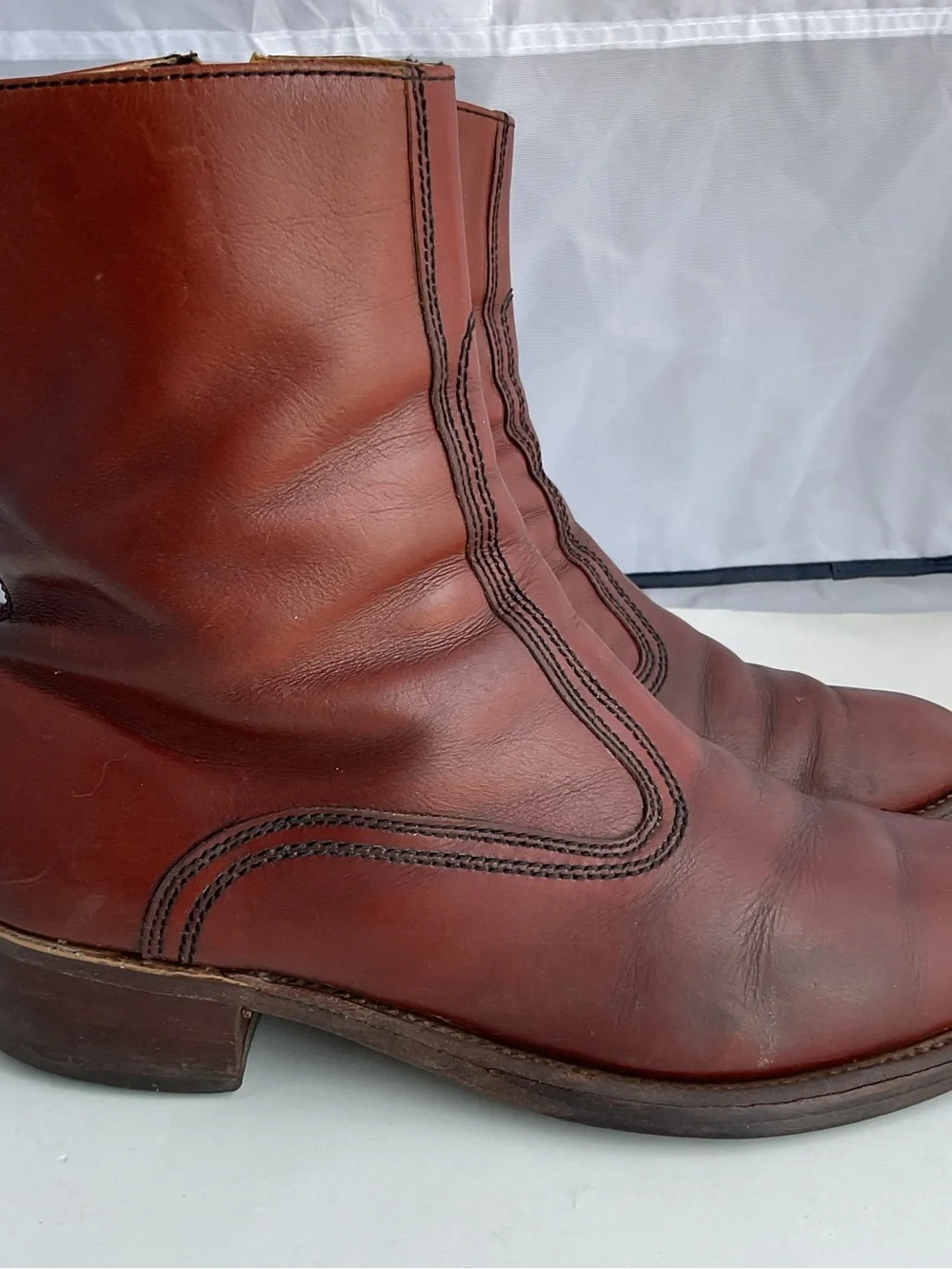 Handmade Brown Leather Side Zipper Ankle Boots #232/3065 Men’s Size 10.5 D